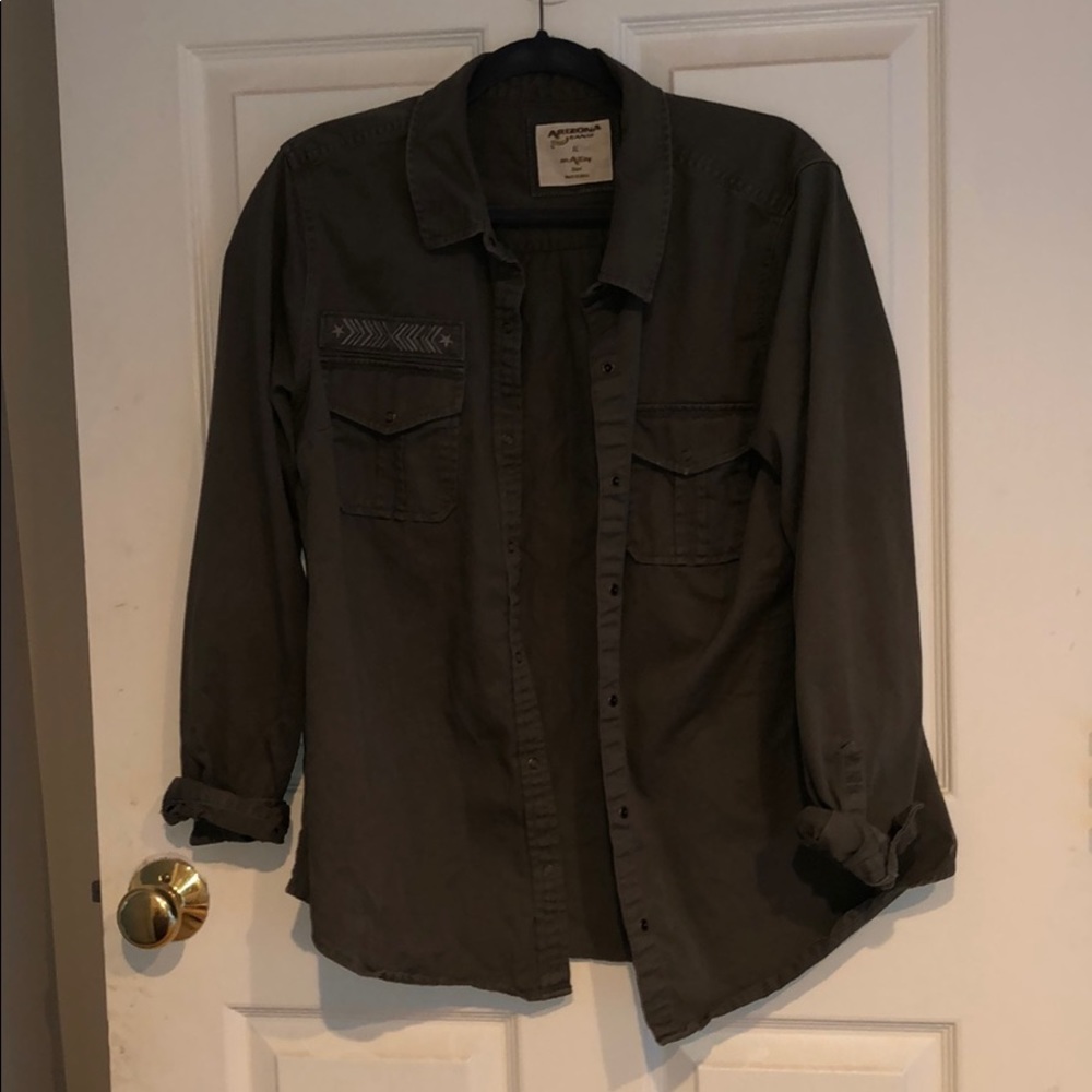 Army green button up
